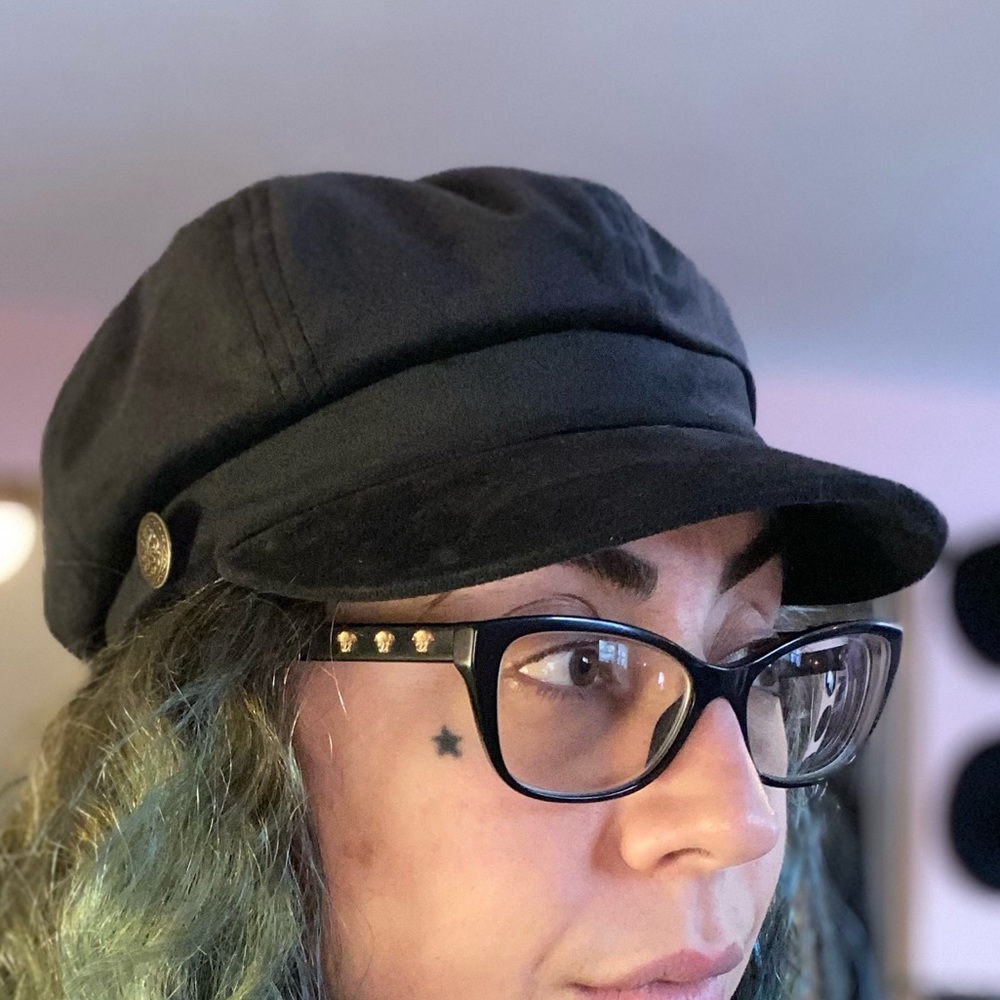 Velvet black cap hat